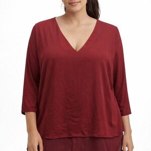 MICHAEL Michael Kors Burgundy Red Layered V-Neck Blouse Size 2XL-Flowy Fit